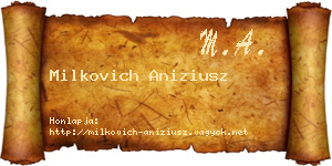 Milkovich Aniziusz névjegykártya